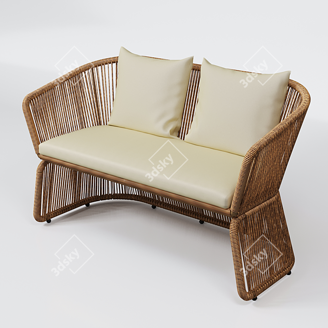 Rattan Beige Sofa St. Tropez 3D model image 3