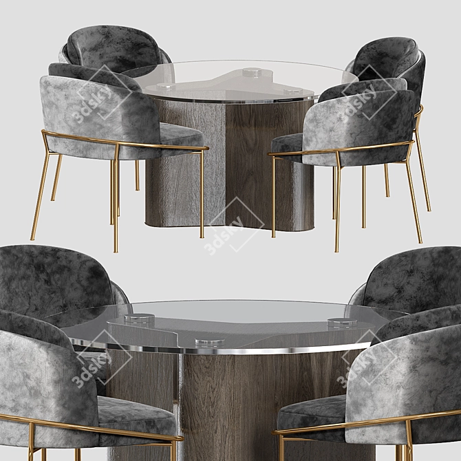 Elegant Minotti Chair and Table 3D model image 1