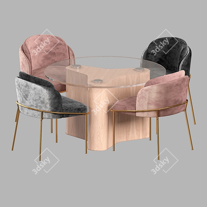 Elegant Minotti Chair and Table 3D model image 3