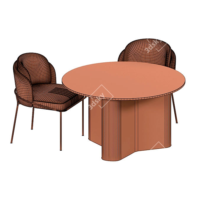 Elegant Minotti Chair and Table 3D model image 4