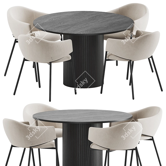 Modern Dining Set Furniture Kit 3D model image 1