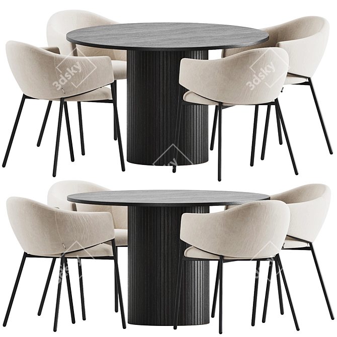 Modern Dining Set Furniture Kit 3D model image 5