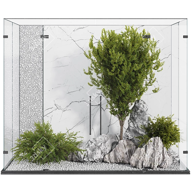 Glass-Enclosed Courtyard Garden Set 3D model image 1