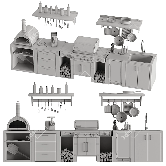 Ultimate Outdoor Grill Equipment Kit 3D model image 3