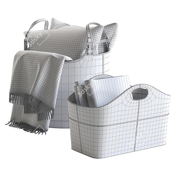 Leather Storage Baskets with Cushions 3D model image 5