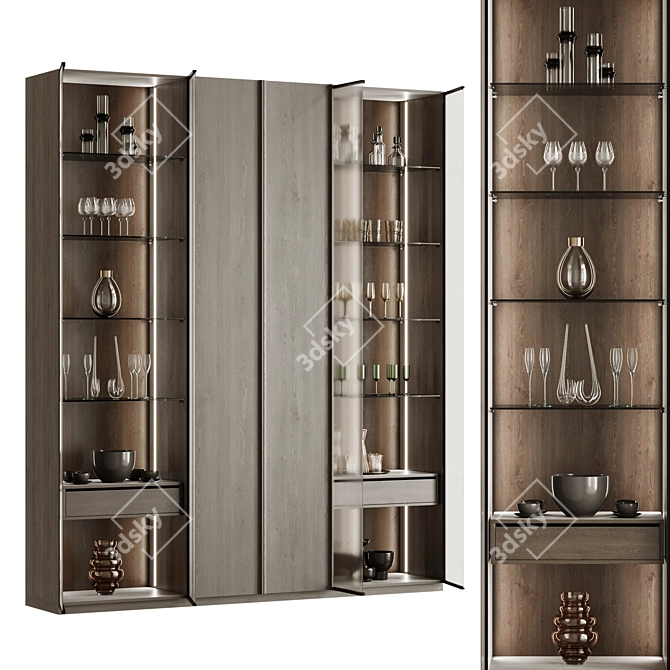 Modern Glass Cabinet Display Case 3D model image 1