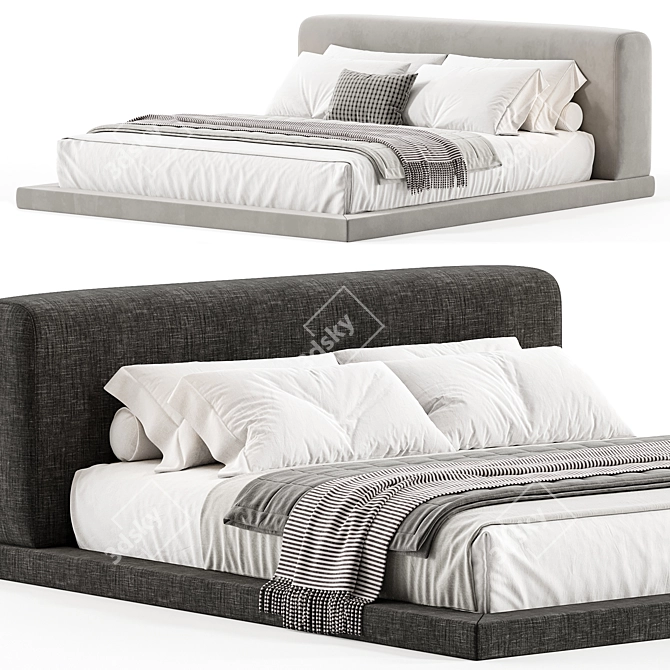  Double Bed Low Profile 3D model image 3