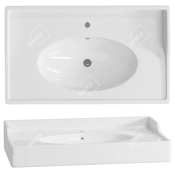 Modern White Bathroom Sink IKEA 3D model image 3