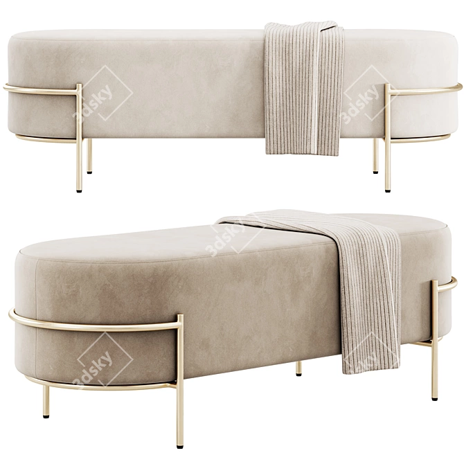 Luxury Recamier Houston Bench - LIV Decora 3D model image 1