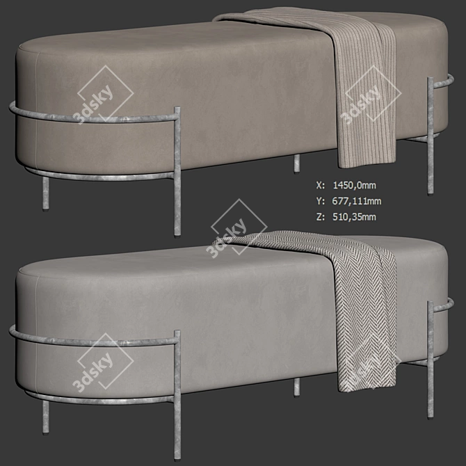 Luxury Recamier Houston Bench - LIV Decora 3D model image 6