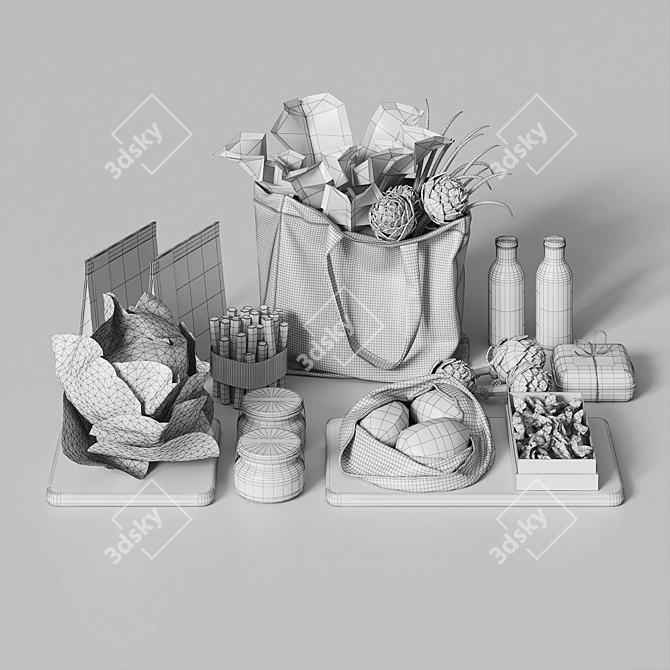 Green Kitchen Vegetable Set: 3D Models 3D model image 6