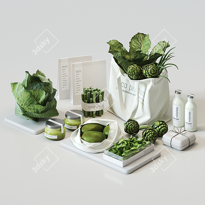 Green Kitchen Vegetable Set: 3D Models 3D model image 7