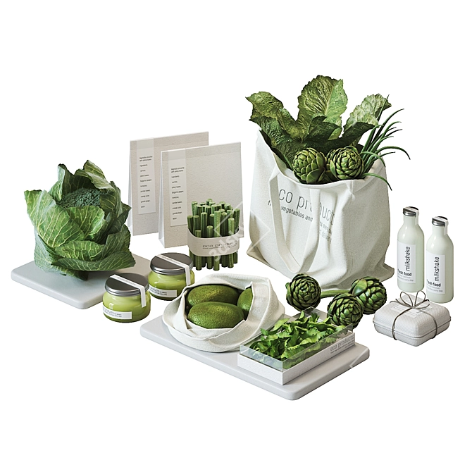 Green Kitchen Vegetable Set: 3D Models 3D model image 13