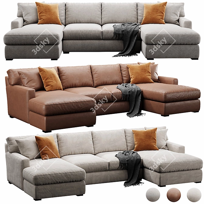 Luxury Axis Sectional Sofa Sets 3D model image 1