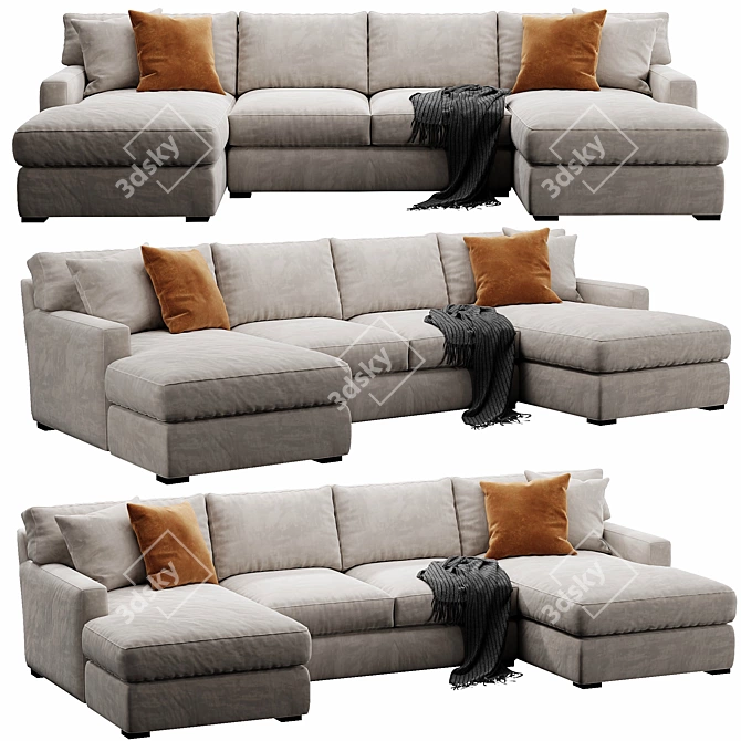 Luxury Axis Sectional Sofa Sets 3D model image 4