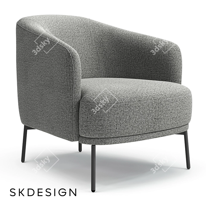 Elegant Kudo High Armchair 3D model image 1