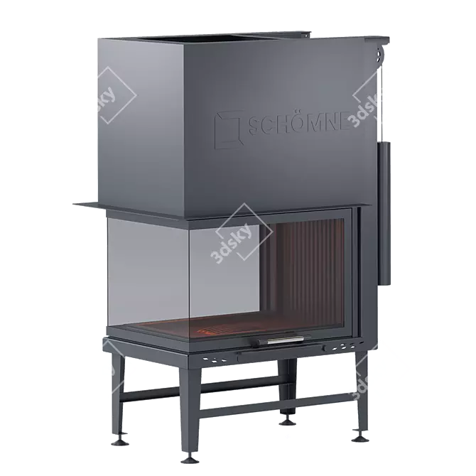 Modern Metal Villa Fireplace 3D model image 1