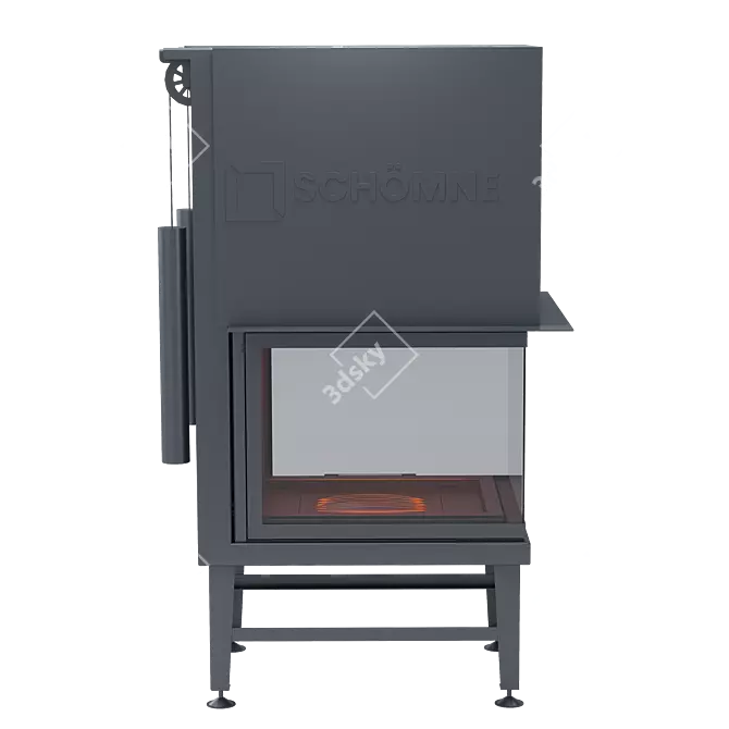 Modern Metal Villa Fireplace 3D model image 2