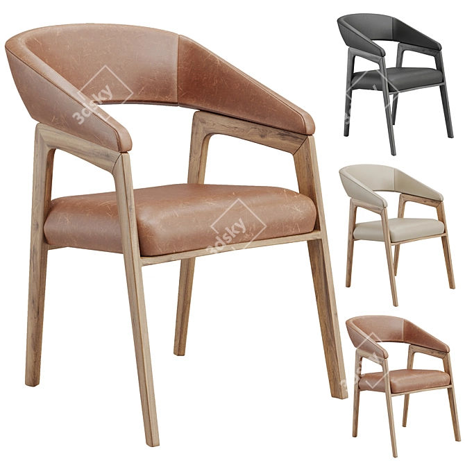 Contemporary Taupe Leather Chair 3D model image 1