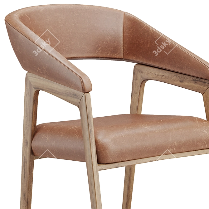 Contemporary Taupe Leather Chair 3D model image 5