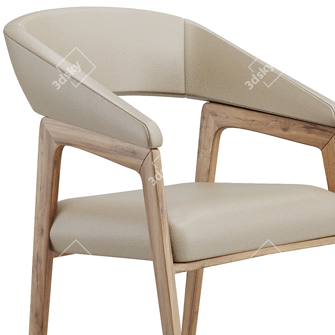 Contemporary Taupe Leather Chair 3D model image 6