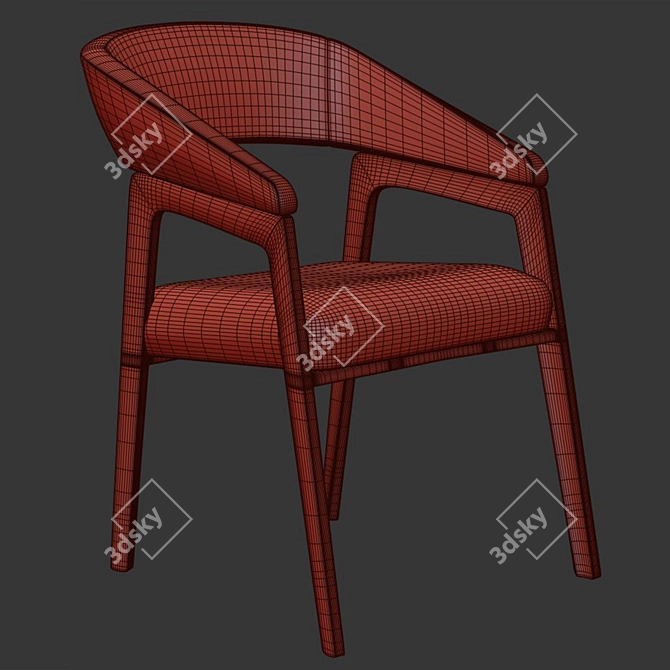 Contemporary Taupe Leather Chair 3D model image 7