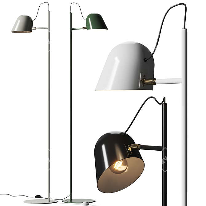 Modern Pine Green Floor Lamp 3D model image 1