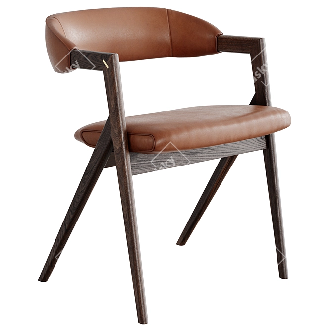 Elegant Anita Leather Dining Chair 3D model image 2