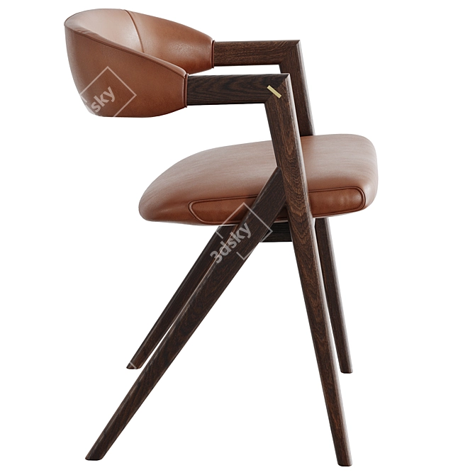 Elegant Anita Leather Dining Chair 3D model image 3