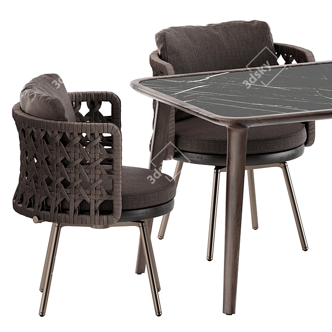 Outdoor Nest Set: Minotti Chair & Artisan Table 3D model image 3