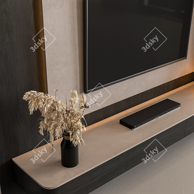 Black & Beige TV Wall Set 3D model image 4