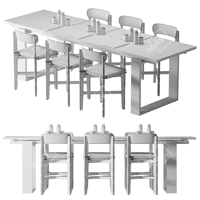 Modern Wooden Conference Table 3D model image 6