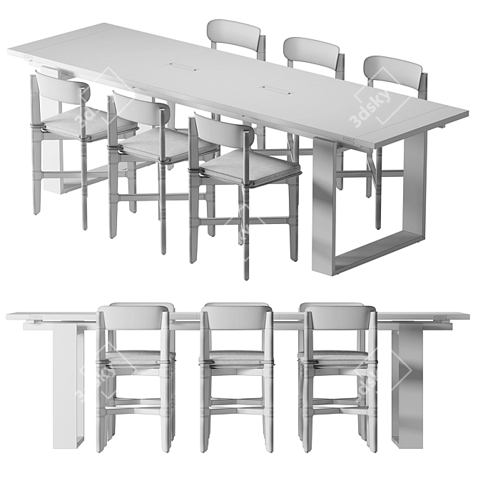 Modern Wooden Conference Table 3D model image 12