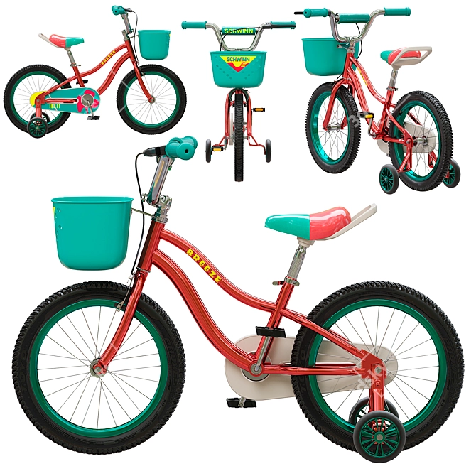 Schwinn Pink Girls Bike with Basket 3D model image 4