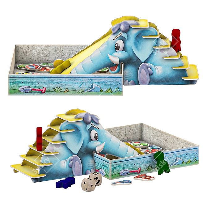 Tabletop Kids' Game Blue Elephant 3D model image 3