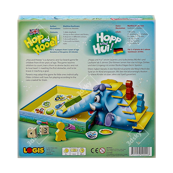 Tabletop Kids' Game Blue Elephant 3D model image 5