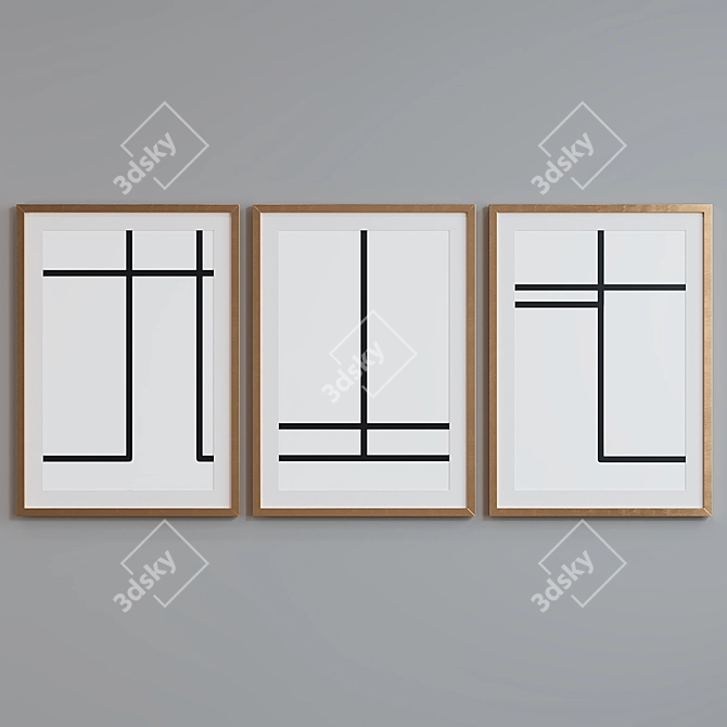 Modern Plant Branch Picture Frame Set 3D model image 4