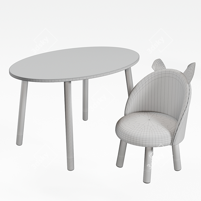 Kids Oval Table Chair Set 3D model image 5