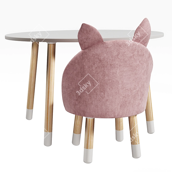 Kids Oval Table Chair Set 3D model image 7