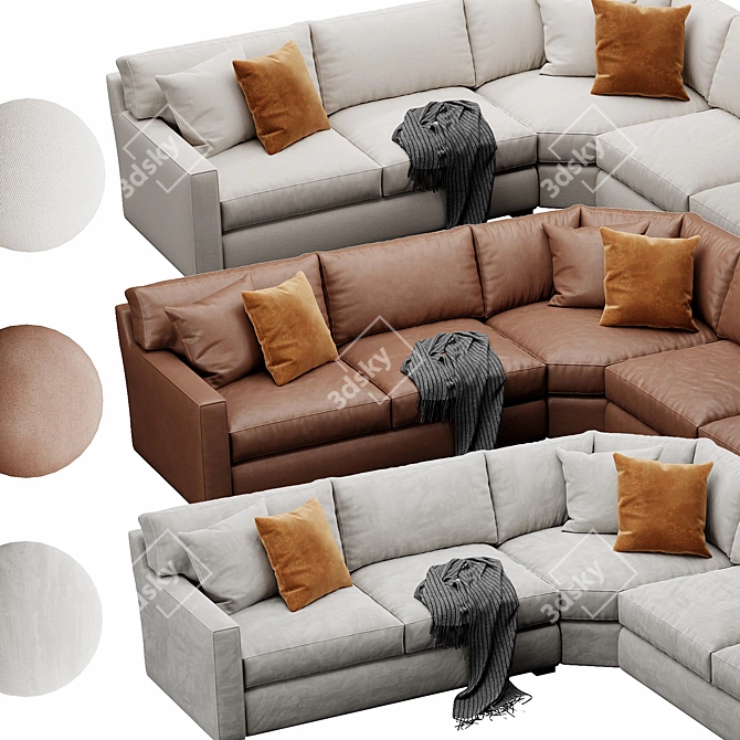 Elegant Axis Velvet Sofa 3D model image 2