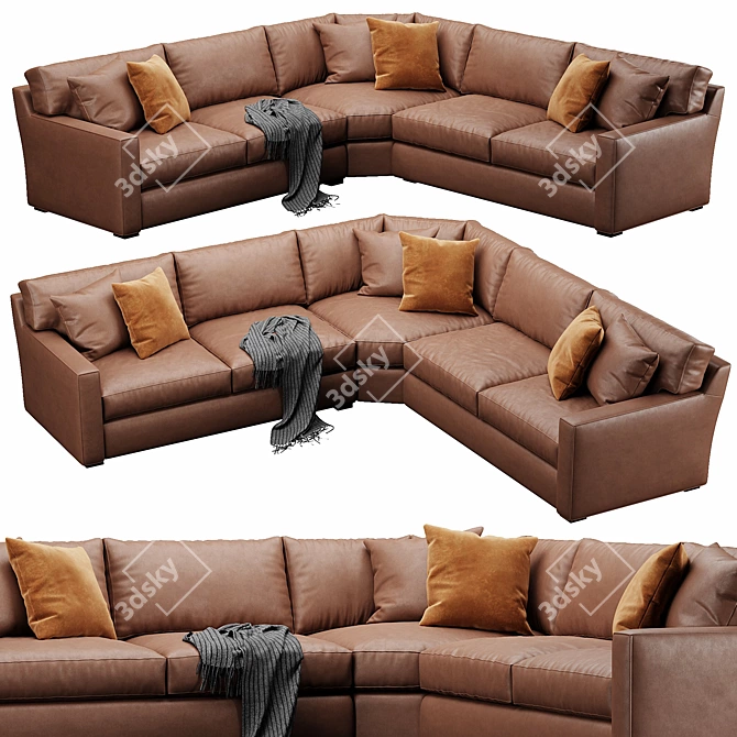 Elegant Axis Velvet Sofa 3D model image 3