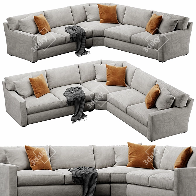 Elegant Axis Velvet Sofa 3D model image 5