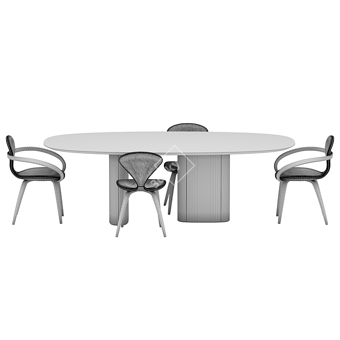 Modern Dining Set with Statuario Table & Taupe Chairs 3D model image 5