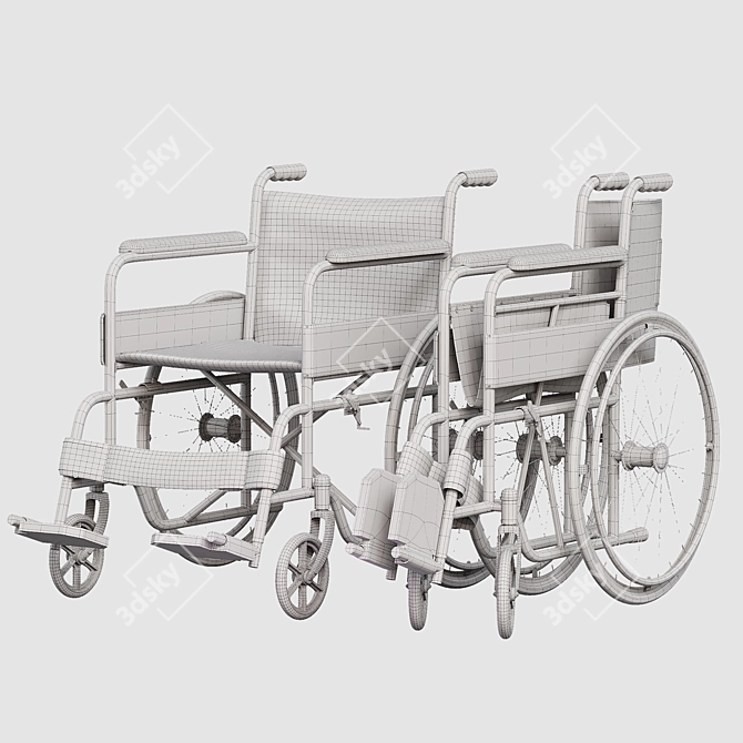 Foldable Modern Invalid Chair 3D model image 6