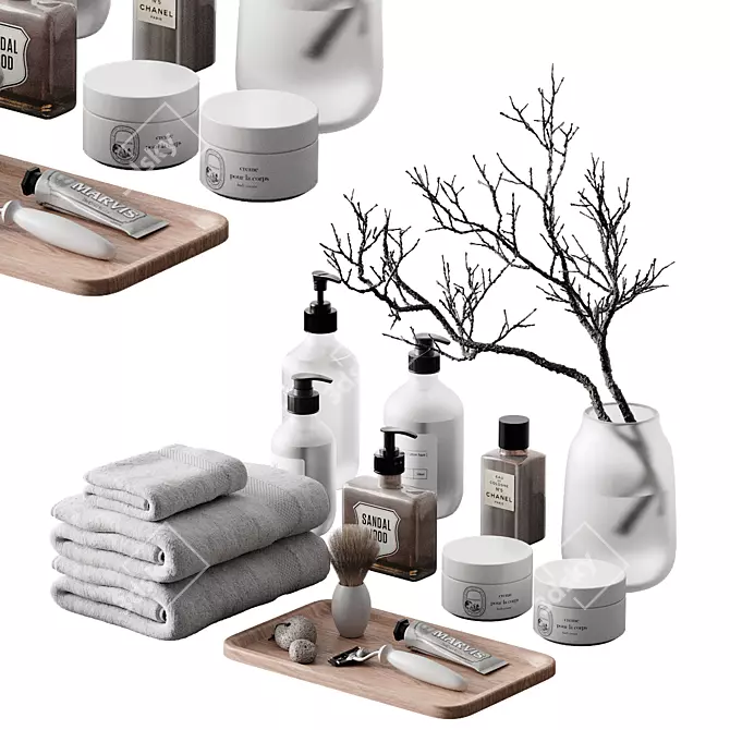 Modern Bathroom Accessories Set 3D model image 1