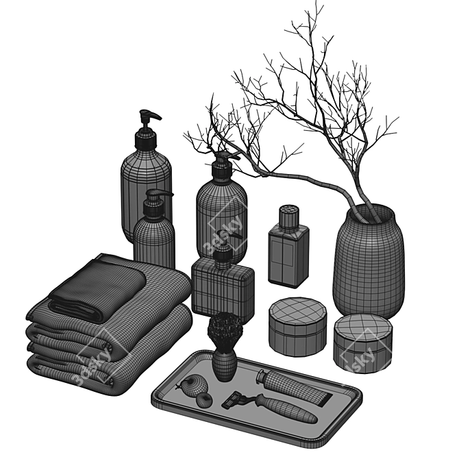 Modern Bathroom Accessories Set 3D model image 4