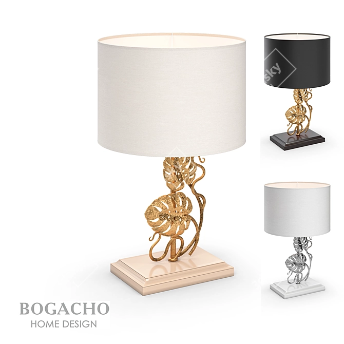 Vintage Monstera Deliciosa Lamp 3D model image 1