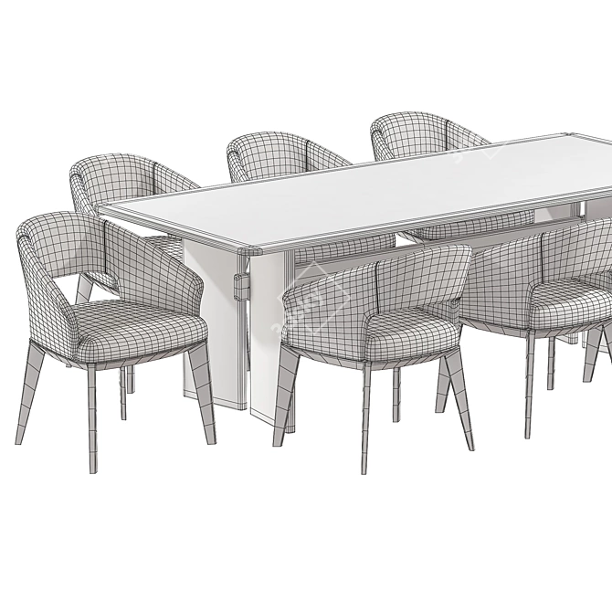  Modern Dining Set 04: Ash Design 3D model image 4