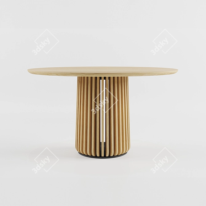 Handcrafted Oak Maru Dining Table 3D model image 2