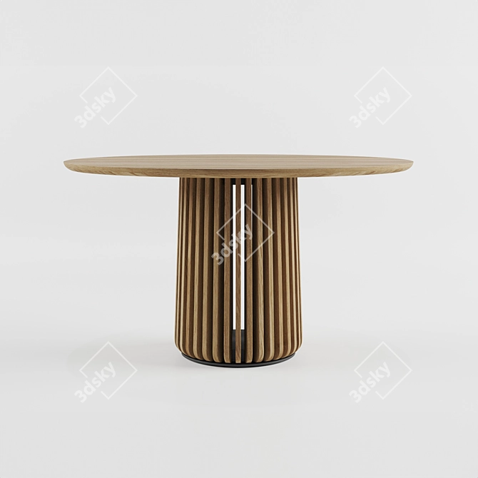 Handcrafted Oak Maru Dining Table 3D model image 3